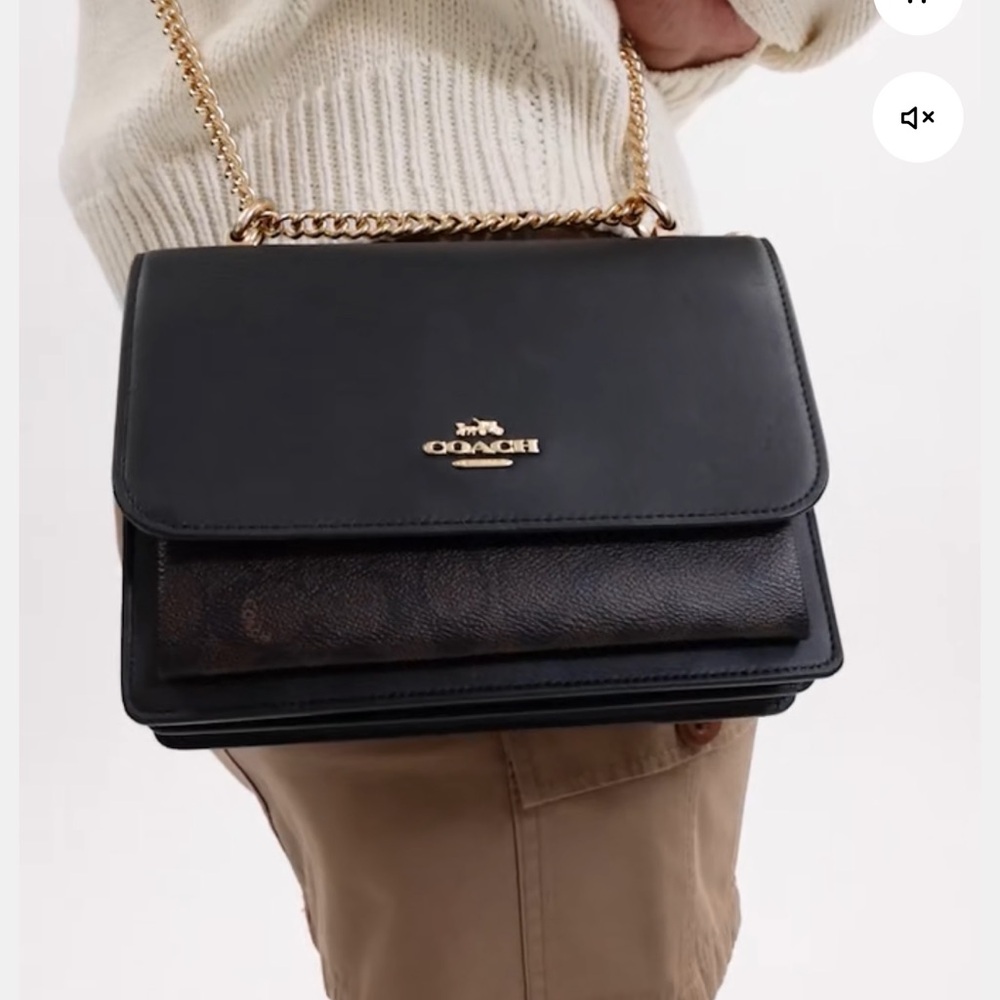 New Coach Klare chain Black and Brown Crossbody Bag signature C